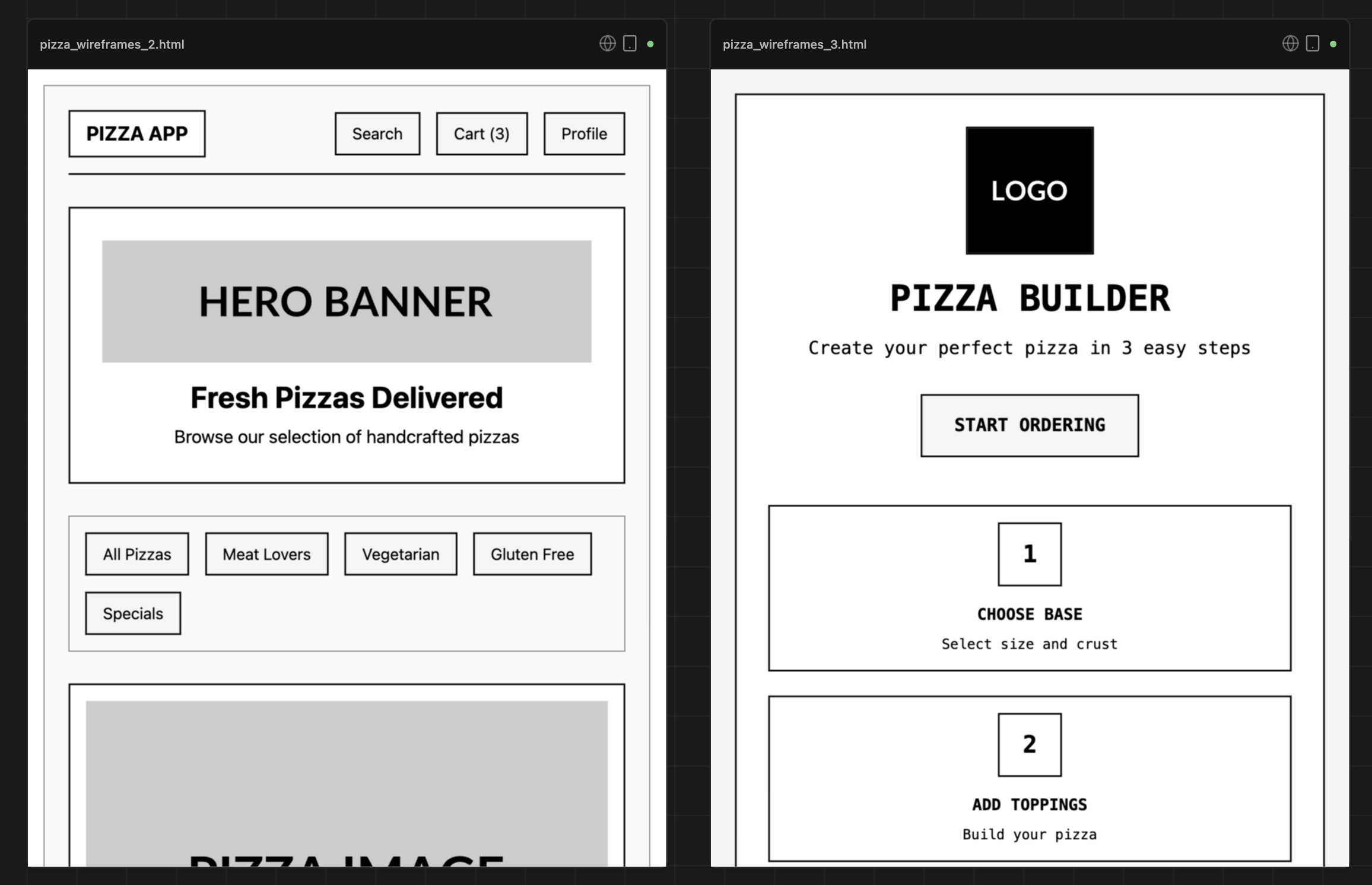 Wireframes feature of Superdesign